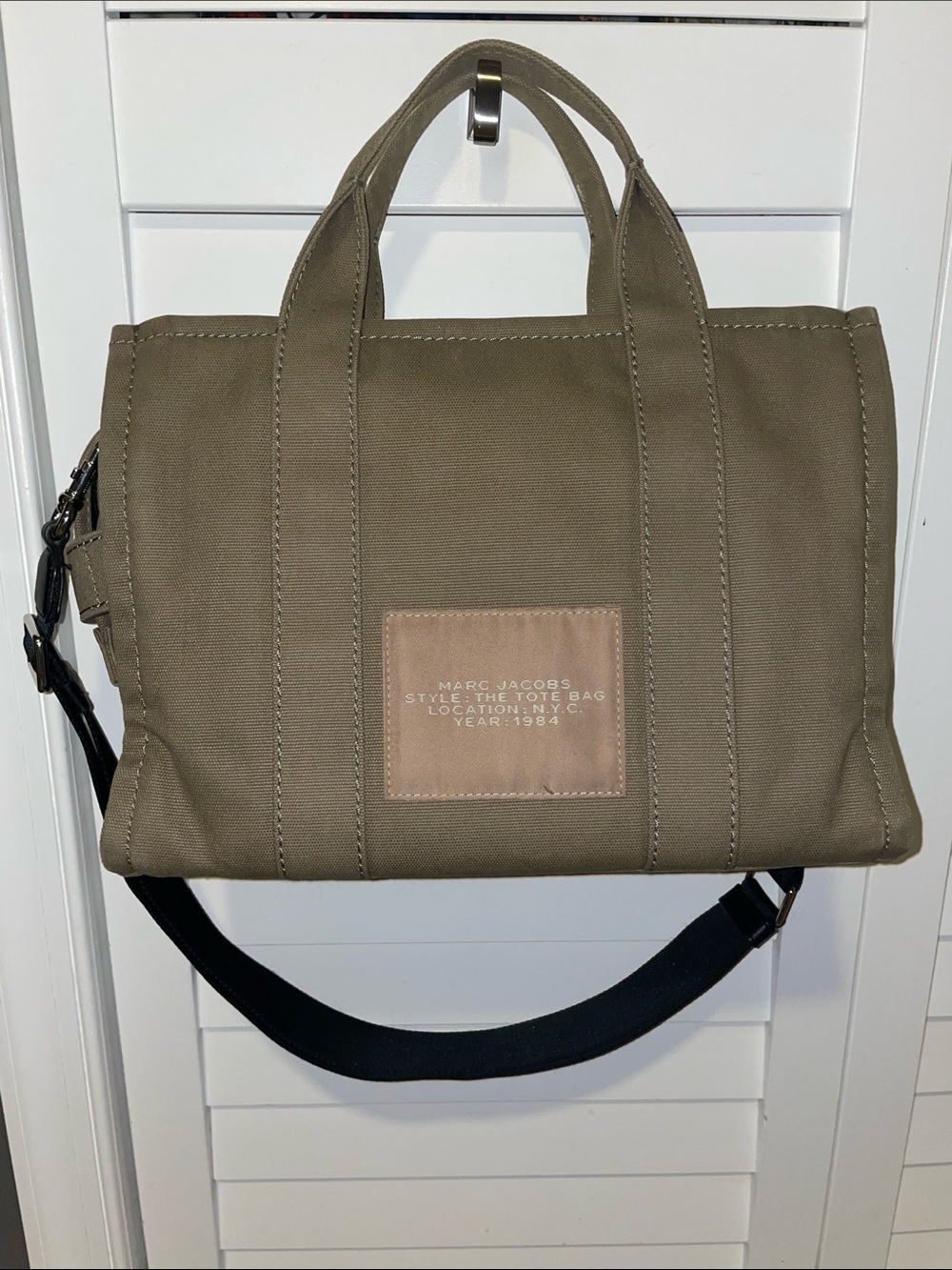 Marc Jacobs Slate Green Canvas Medium The Tote Bag EUC - Picture 5 of 10
